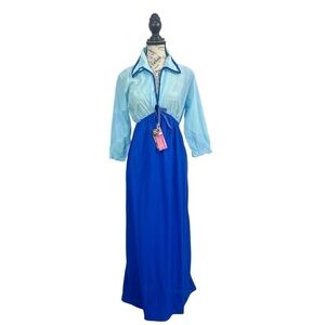 Vintage Queentex Long Sleeve Open Collar Nightgown Sz Med